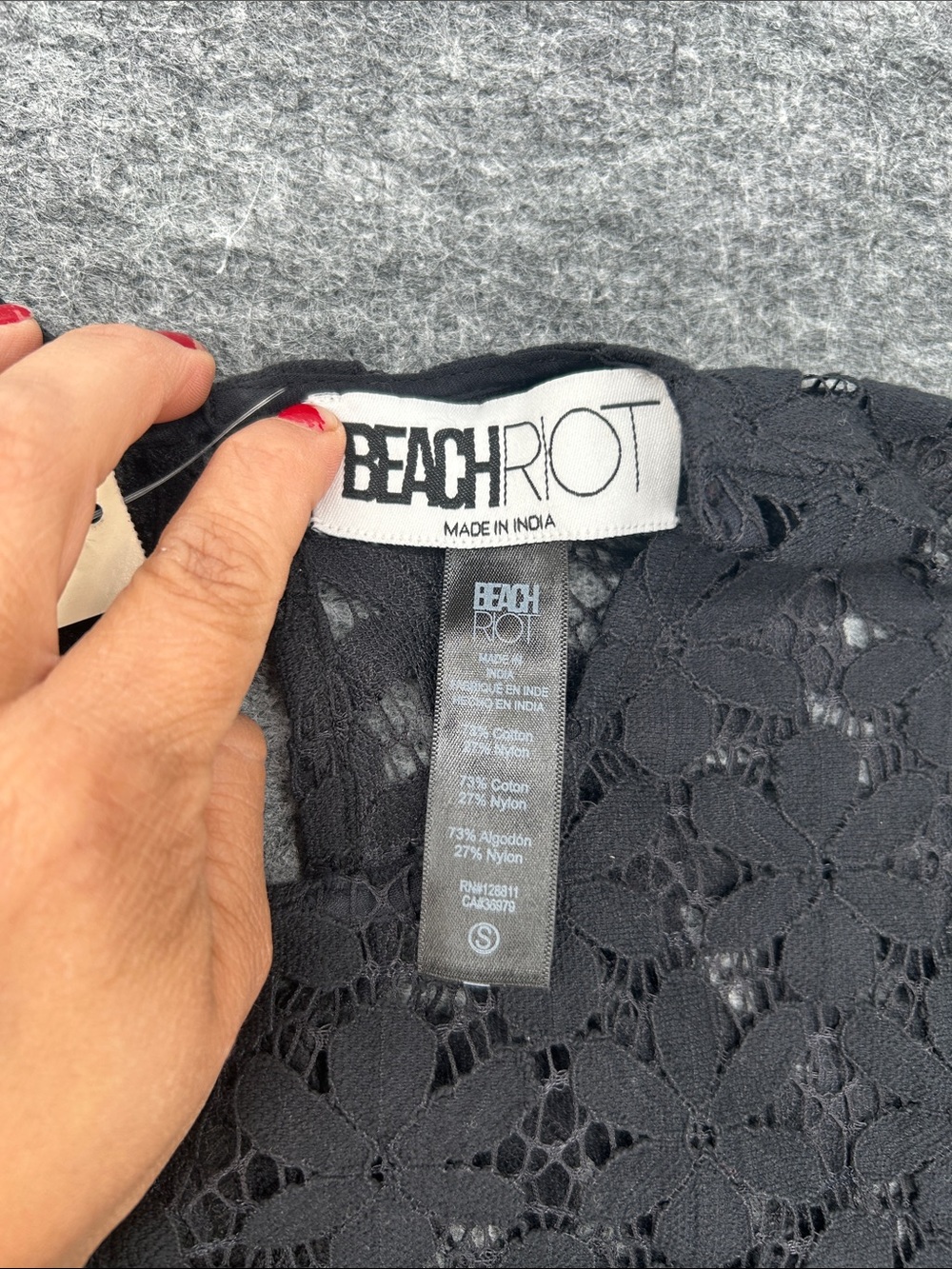 NEW Beach Riot Goldie Black Floral Lace Bell Sleeve Mini Dress sheer Size Small - Picture 2 of 13